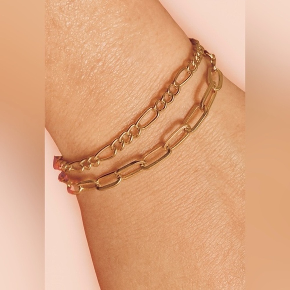 Free People Rectangle Double layered Gold bracelet .